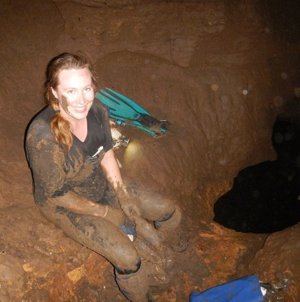 Deborah Johnston getting dirty cave diving - presenter at OZTek Advanced Diving Conference