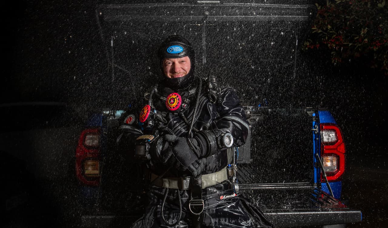 Rob Wilson on scuba suit